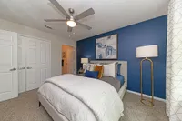 Cozy bedroom with carpet