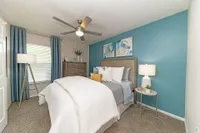 Cozy bedroom with carpet