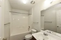 Bright bathroom with bathtub