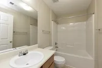 Bright bathroom with bathtub