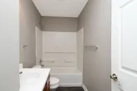 Bright bathroom with bathtub