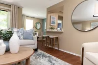 Living room with hardwood-style flooring