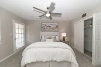 Cozy bedroom with carpet
