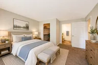 Cozy bedroom with carpet & generous closet space