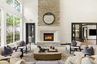 Lobby Lounge with Fireplace and Seating
