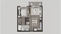 Amelia 1 bedroom A floor plan