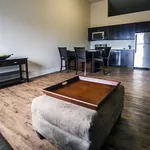 Modern open-plan kitchen and living area with sleek appliances, chic dining space, and warm wooden flooring.