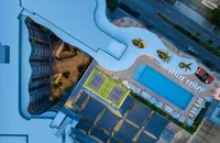 Rooftop pool and pickleball court