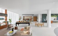 Modern apartment community lobby lounge