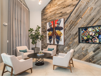 Social sitting area with wall decor