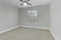 Bedroom w/ Ceiling Fan Renata on Fredericksburg Apartments, San Antonio, Texas