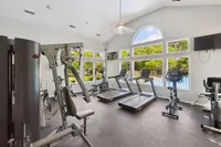 Bright and airy gym with modern cardio and strength equipment in a light-filled space with large windows.