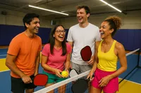 friends playing pickleball