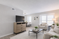 Modern open-concept living and dining space