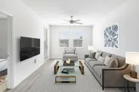 Experience serenity in this beautifully designed living room, perfect for relaxation and style.