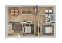 2 Bed 1 Bath Floorplan