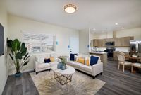 Living space with connected kitchen