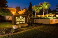 lit Silver Creek Apartments monument sign