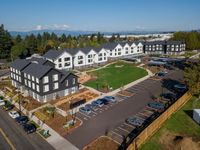 aerial rendering of the twelve mile crossing apartment buildings and common areas