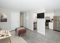 virtually staged living room and kitchen