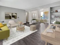 Dining and lounge in one airy space Memorial Fountain Apartment Living Room and Dinning Room | Apartments in Houston, TX