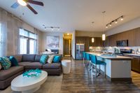 Pearl Washington Apartment Living Room and Kitchen | Apartments on Washington Ave | Houston, TX Apartments