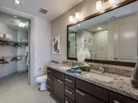 Clean design with natural light. The McCarthy at Memorial City Bathroom | Houston, TX Apartments | Apartments in Houston, TX
