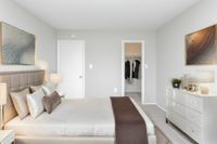 Plush wall to wall carpeting and master bathroom with roomy closet