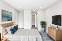 Luxurious bedroom in an Autumn Town Center apartment.