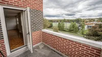 Upper-floor balcony with scenic views at elevator-access building in Bryn Mawr