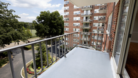 Private balconies featured in apartments at a 55+ community on the Main Line in Philadelphia.