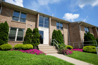 Exterior view of Woodmere Apartments buildings in Roxborough, PA