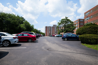 Ample parking lot and convenient entry at elevator building in Bryn Mawr PA
