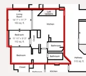 Elegant floor plan showcasing 2 bedrooms, 2 bathrooms, a spacious living room, kitchen, and an upstairs loft area for versatile living.
