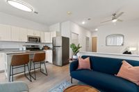 Model living room with soft seating