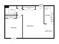 837 sq ft 1BR/1BA Plus One  Floorplan