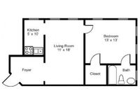 1 Bed/1 Bath Floorplan