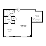 524 sq ft 1BR/1BA One Floorplan