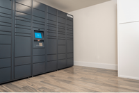 Explore Stonegate Apartments Modern package locker system with digital interface for secure and convenient delivery management.