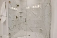 Standing shower with glass door
