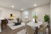 Virtually staged dining room and living room