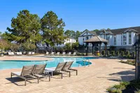 Sparkling swimming pool with gazebo