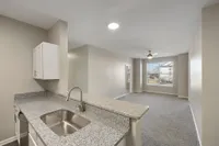Open kitchen into living room