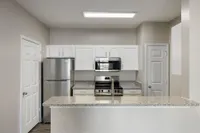 Kitchen with stainless steel appliances