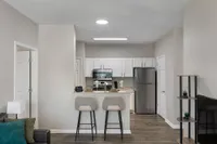 Model kitchen with stainless steel appliances