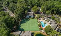 aerial shot of tennis courts