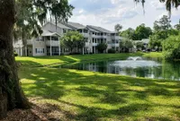 Onsite pond with fountain