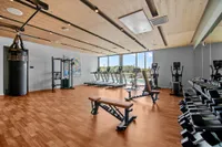 fitness center with free weights cardio and punching bag