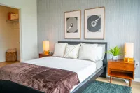 bedroom with accent wall