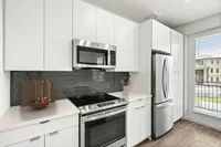 kitchen with white cabinets